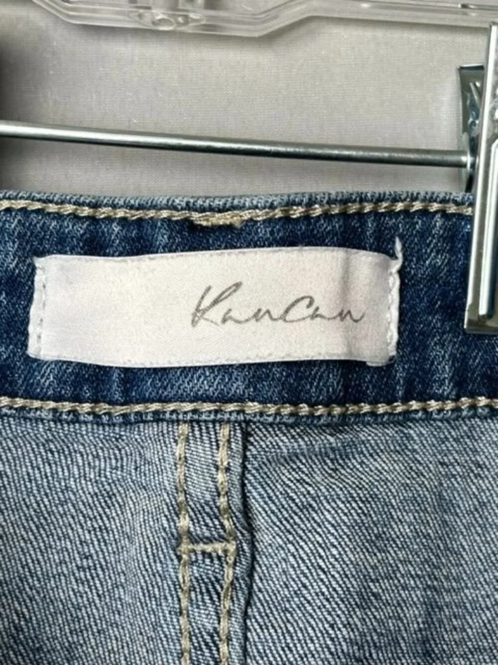 Kancan Women's Medium Denim Mini Skirt Button Front Distressed Y2K